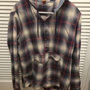 Tailor Vintage Plaid Hoodie - Red, Blue, Cream, Size Large